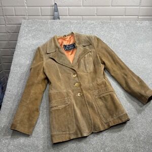 Vintage 70s Uruguay Suede Jacket Learsi Export Tan Leather Blazer Womens Small
